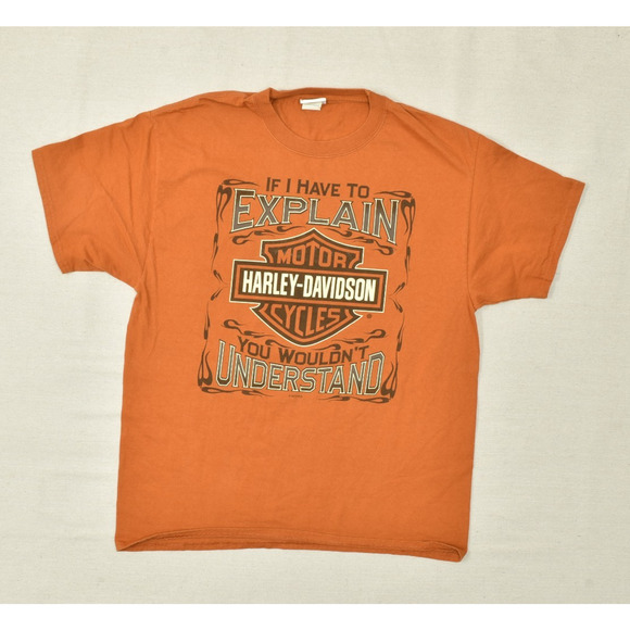 Harley-Davidson Other - Harley-Davidson Paris Texas T-Shirt Men's Regular Size Large Orange Cotton